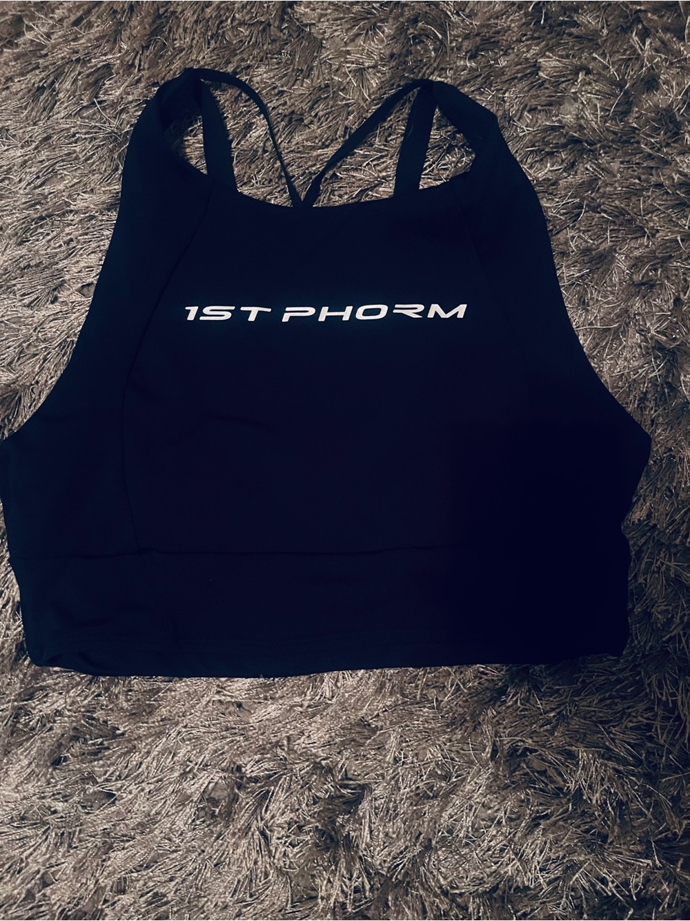 1st Phorm Black Athletic Crop Tank — Supportive High-Neck Sports Top